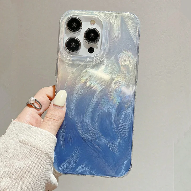 Samsung Galaxy A55 - Glitter Gradient Blauwe Sterrenhemel Telefoonhoesje Voor